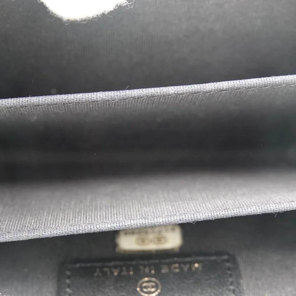 Chanel Boy Zip Around Coin Purse Wallet Lambskin Black